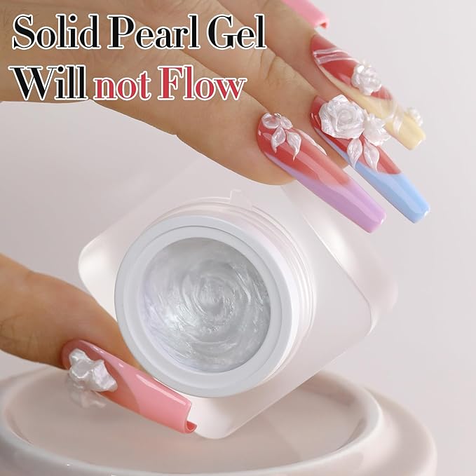 Double Rhythm 3D Nail Gel Pearl Solid Sculpting Gel for Nail Art Non-Sticky Hard Gel for Building Carving Molding Nail Extension Soak Off UV/LED Nail Art Salon Home DIY 0.5 Oz (Silver-Silk 01)-VivaGrace Women
