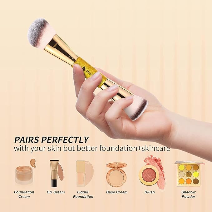 DUcare Foundation Brush Contour Bronzer Makeup Brush Double Ended Self Tanner Brush Sculpting Brush for Blending Liquid Powder Concealer Cream Cosmetics Blush Buffe-VivaGrace Women