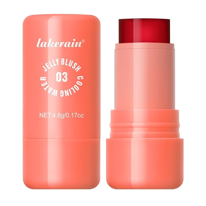 Multi-Use Cooling Water Jelly Blush/Lip Tint & Eye Shadow - Sheer Stain withBuildable Watercolor Finish - Long-Lasting Moisture - 1,000+ Swipes Per Stick - Jelly Texture for Lip & Cheek (Coral)-VivaGrace Women