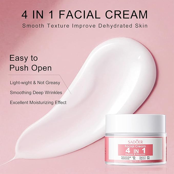 4 IN 1 Face Care Kit, Gifts for Women, Anti Aging Skin Care Set, Reduce Wrinkles with Hyaluronic Acid, Niacinamide, Vitamin C, Vitamin E, Daily Skin Care Routine, Face Skin Care Kit for Women Gift-VivaGrace Women