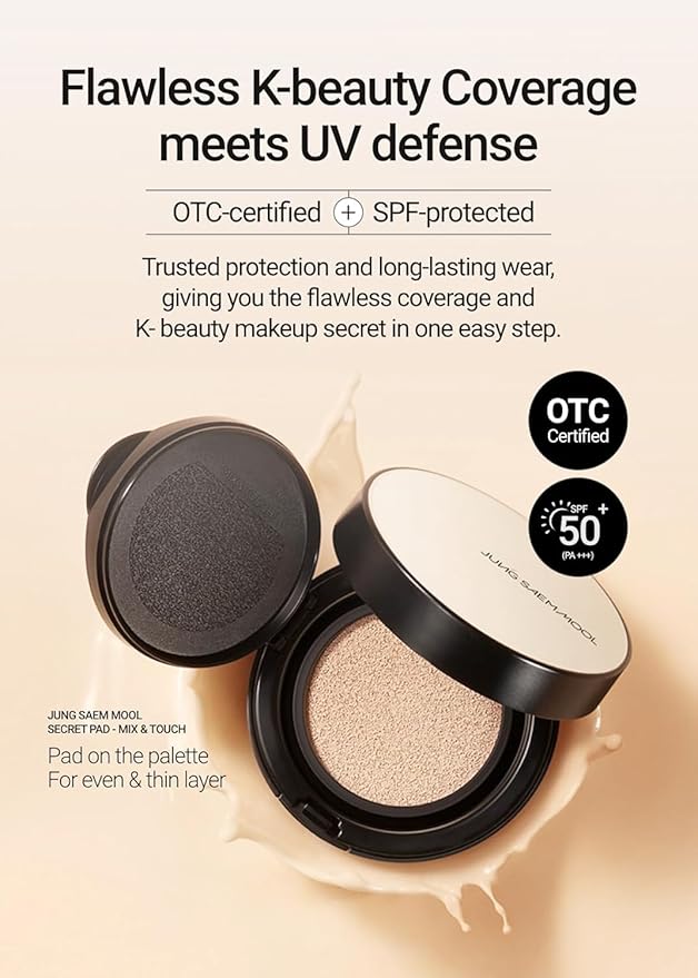 [JUNGSAEMMOOL OFFICIAL] Essential Skin Nuder Cushion (06 Pink Light) | Refill Not Included | Natural Finish | SPF50 Broad Spectrum | Makeup Artist Brand | Cream Foundation-VivaGrace Women