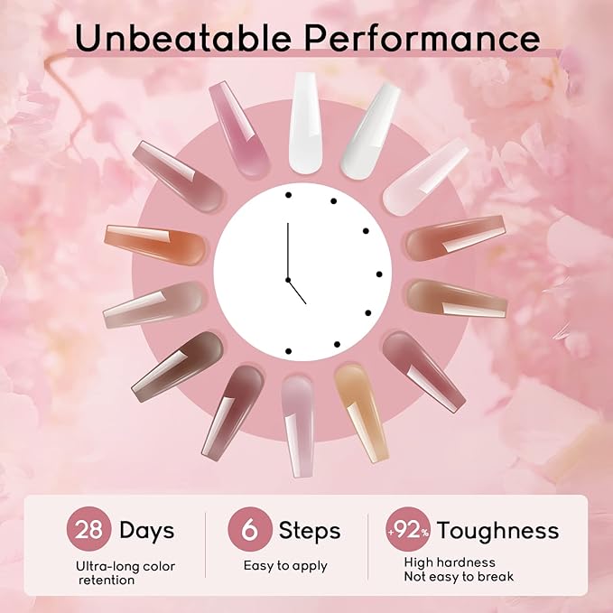 JEWHITENY 14 Colors Poly Extension Gel Nail Kit With U V Lamp Nude Pink White Brown All In One Poly Gel Starter Kit With Base Top Coat Manicure Salon Frence Nail Art DIY-VivaGrace Women