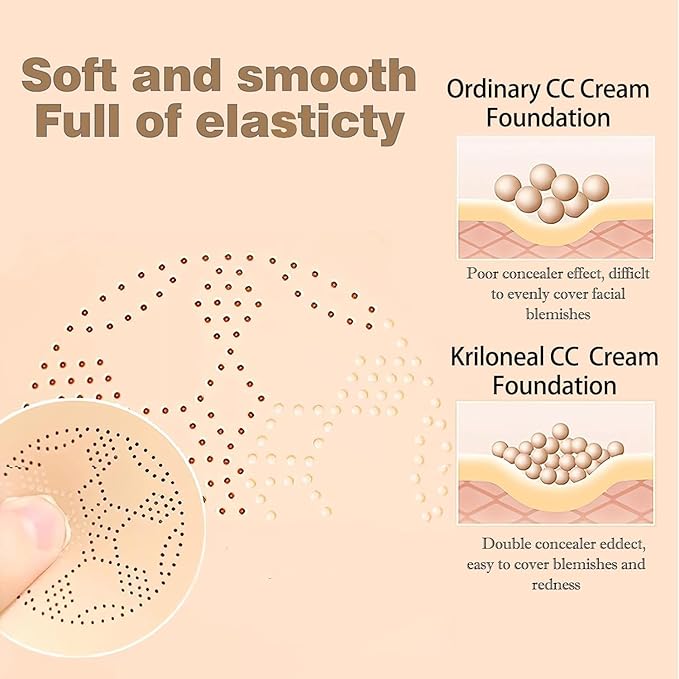 Beauty Cream EXO TOO Foundation, Beauty Cream Makeup Base, Moisturizing, Long Lasting Matte Air Cushion CC Cream Concealer with Two Mushroom Head Sponges-VivaGrace Women
