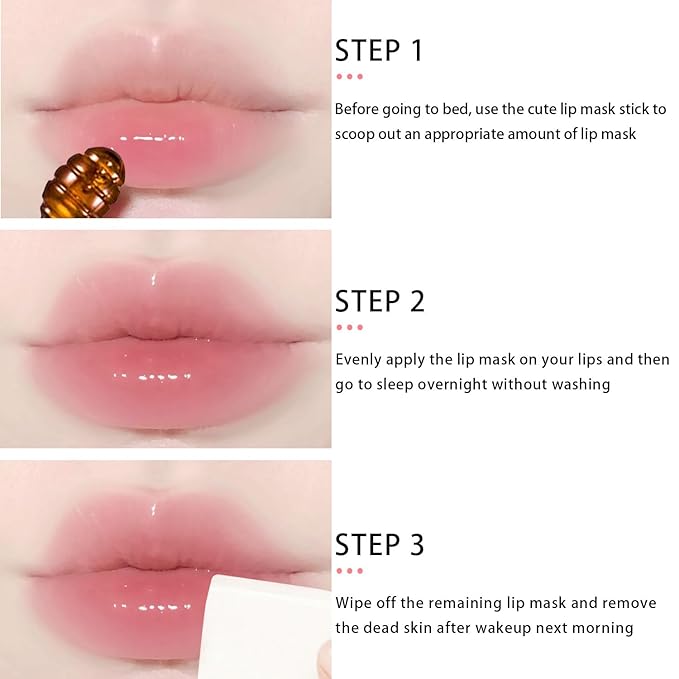 3 Pcs Bee Lip Balm Honey Pot, Honey Strawberry Apple Lip Mask Overnight, Moisturizing Lip Sleeping Mask, Hydrate Repair Prevent Dry Cracked Lip Exfoliator Lip Care (Honey+Strawberry+Apple Lime)-VivaGrace Women