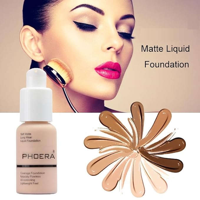 2 Pack PHOERA Foundation,Matte Oil Control Concealer Foundation Cream,PHOERA Long Lasting Waterproof Matte Liquid Foundation for Women Girls (102 Nude+104 Buff Beige)-VivaGrace Women