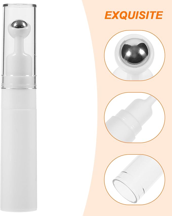 balacoo Creami Buttercream Essential Oil Eye Creams Refillable Cream Bottle Empty Roller Ball Applicator Eye Cream Applicator White Portable Acrylic Dispensing Bottle Travel-VivaGrace Women