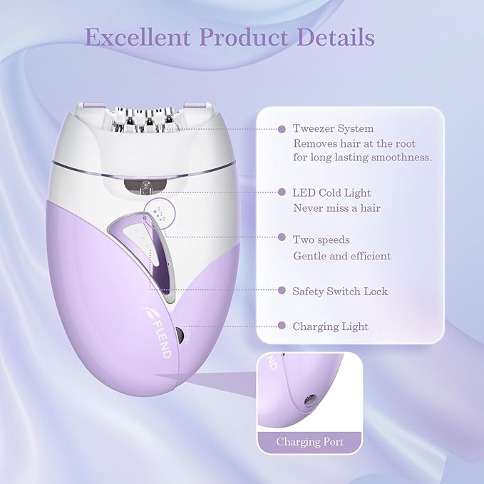 Epilators, 2-Speed Painless Smooth Glide Epilator for Women, Cordless Rechargeable Facial Hair Removal Epilator, Hair Removal Device for Women's Face Legs Bikini Area Arms Legs-VivaGrace Women