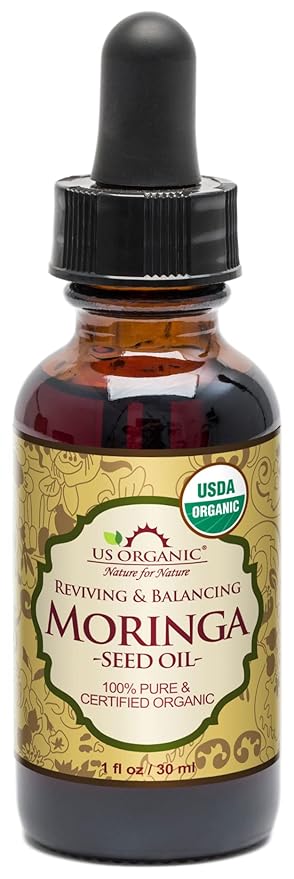 US Organic Moringa Oil, USDA Certified 100% Pure, Cold Pressed & Unrefined Non GMO, Vegan Oil, Natural Moisturizer for Skin, Face, Body, Hair, Good for Hair Growth, Fine Lines, Wrinkles (1 oz (30 ml))-VivaGrace Women