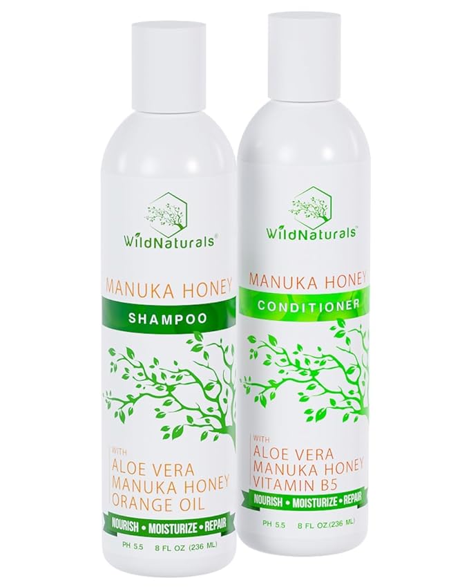 Manuka Honey Shampoo and Conditioner - Soothing Moisturizing Formula for Eczema, Psoriasis, Curly Hair and Color-Safe - All Natural Set-VivaGrace Women