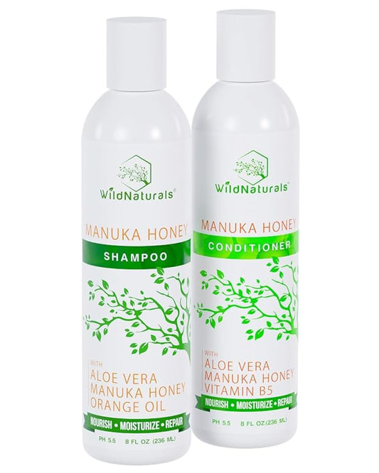Manuka Honey Shampoo and Conditioner - Soothing Moisturizing Formula for Eczema, Psoriasis, Curly Hair and Color-Safe - All Natural Set-VivaGrace Women