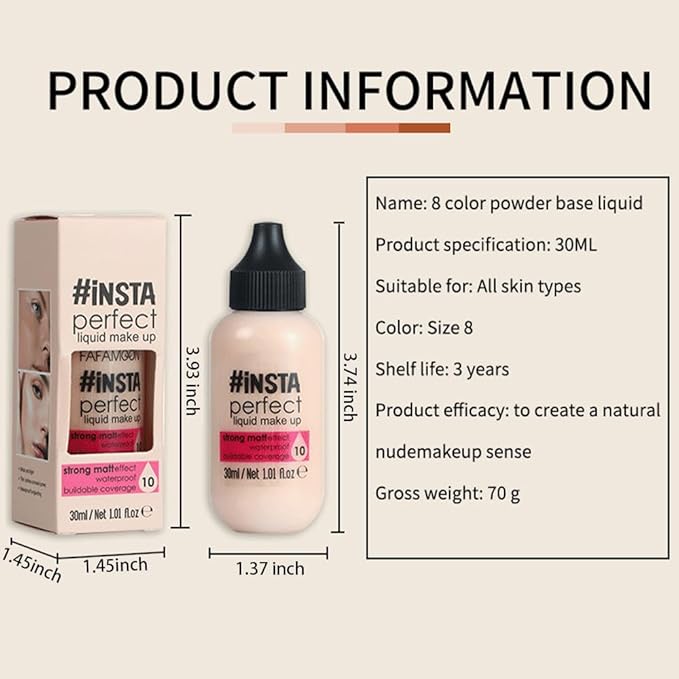 Matte Cream Oil Free Concealer Foundation Pack with Foundation Brush,Base Facial Matte Full Coverage Liquid Tattoo Concealer Hide Foundation Primer Make-up Kit.1.67 Fl.Oz (08#)-VivaGrace Women