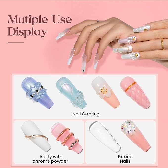 MIZHSE Solid Builder Gel, Nail Sculpture Gel Non-Sticky 4 Colors Nude Clear White Pink Hard Builder Nails UV LED Nail Extension for Salon Manicure Home DIY-VivaGrace Women