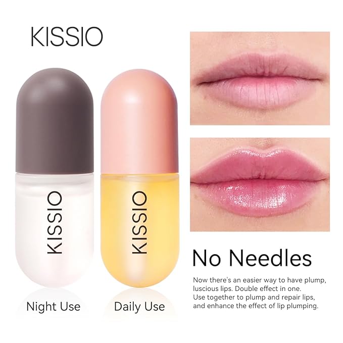 KISSIO Lip Plumper Set,Natural Lip Plumper,Lip Care, Lip Plumper Gloss,Lip Moisturizing Beautiful,Day Ues And Night Ues Set(2PCS)-VivaGrace Women