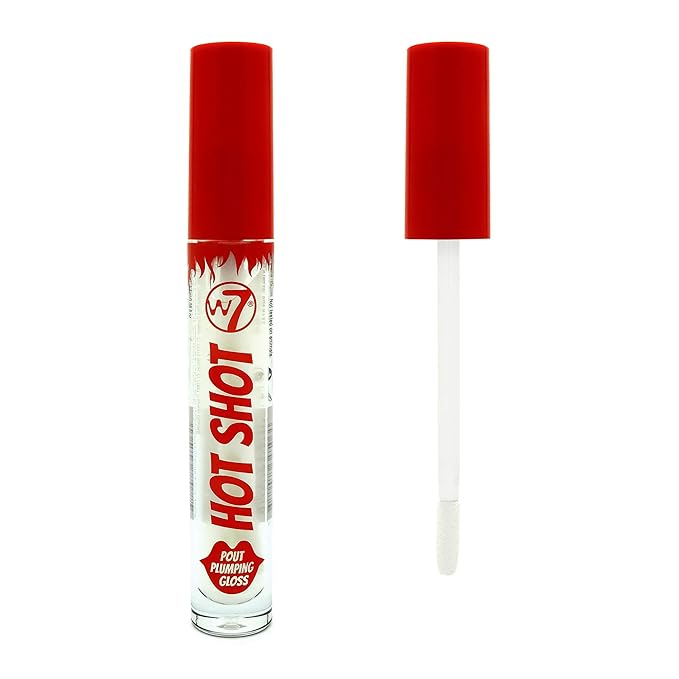 W7 Hot Shot Plumping Gloss - Enhancing Plump Effect For Fuller Lips - Clear, Natural, High Shine Finish-VivaGrace Women