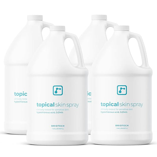 BRIOTECH Topical Skin Spray, Hypochlorous Acid for Sensitive Skin, HOCl Facial Mist, Full Body Support Against Irritation, Calm Redness, Soothe Foot & Scalp, 1 Gallon Refill (4 Pack)-VivaGrace Women