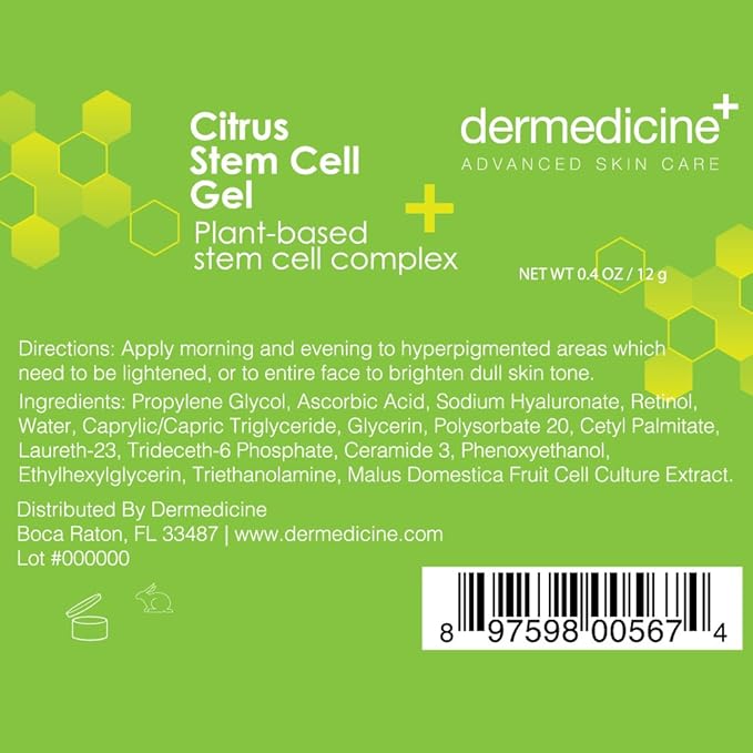 Citrus Stem Cell Gel for Face in Easy to Use targeted Syringe applicator | with Vitamin C, Retinol, Ceramides, Fruit Stem Cell Extract | May Help Hydrate, Firm and Brighten Skin | 0.4 oz / 12 g-VivaGrace Women