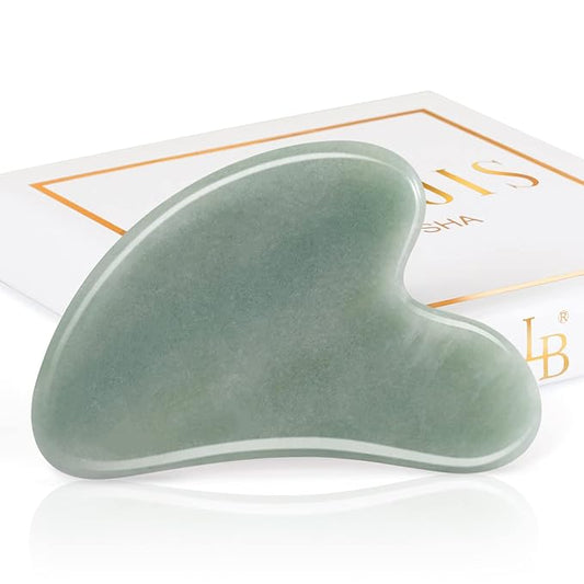 Gua Sha Guasha Facial Tools - Guasha Tool for Face Gua Sha Jade Stone Larbois Gua Sha Scraping Massage Tool for Face and Body SPA Acupuncture Therapy Relieve Muscle Tension Reduce Puffiness (Green)-VivaGrace Women