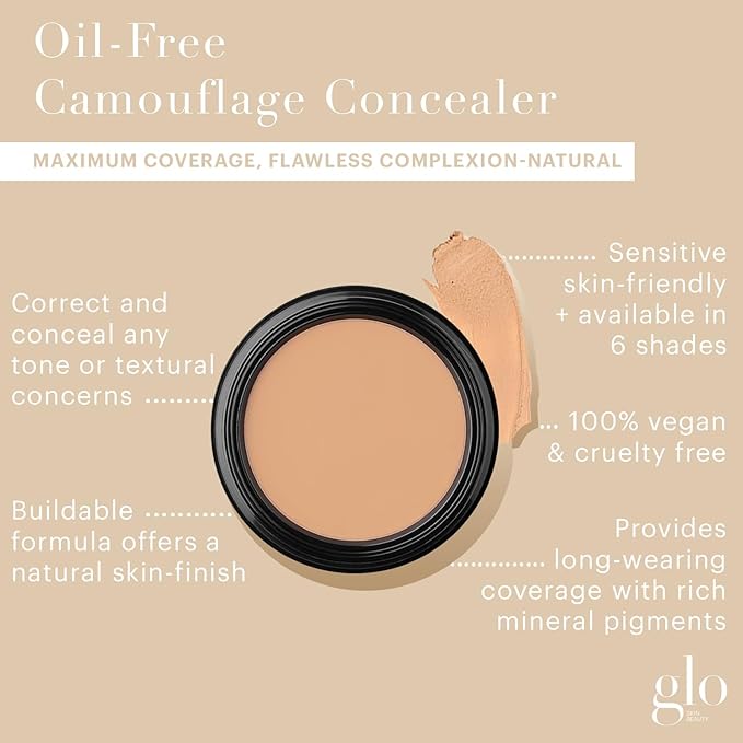 Glo Skin Beauty Oil-Free Camouflage Concealer - Correct and Conceal Imperfections, Blemishes & Dark Spots, Nourishing Makeup for a More Even Complexion (Natural)-VivaGrace Women