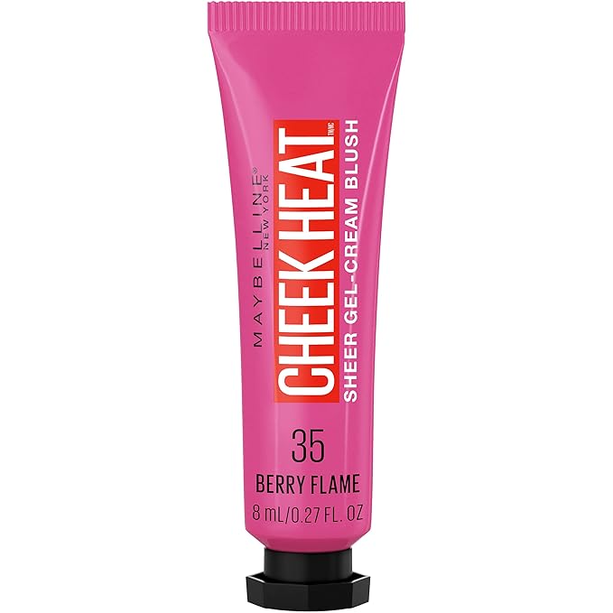Maybelline Cheek Heat Gel-Cream Blush Makeup, Lightweight, Breathable Feel, Sheer Flush Of Color, Natural-Looking, Dewy Finish, Oil-Free, Berry Flame, 1 Count-VivaGrace Women