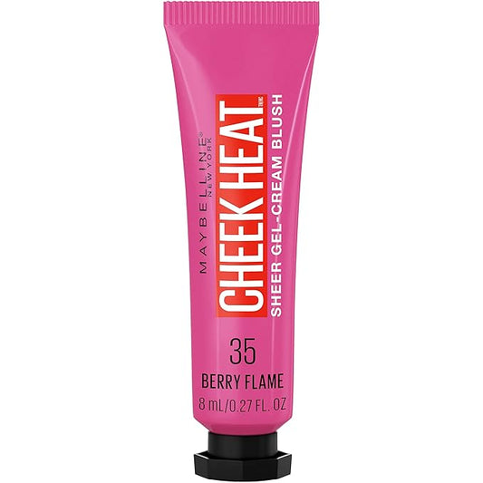 Maybelline Cheek Heat Gel-Cream Blush Makeup, Lightweight, Breathable Feel, Sheer Flush Of Color, Natural-Looking, Dewy Finish, Oil-Free, Berry Flame, 1 Count-VivaGrace Women