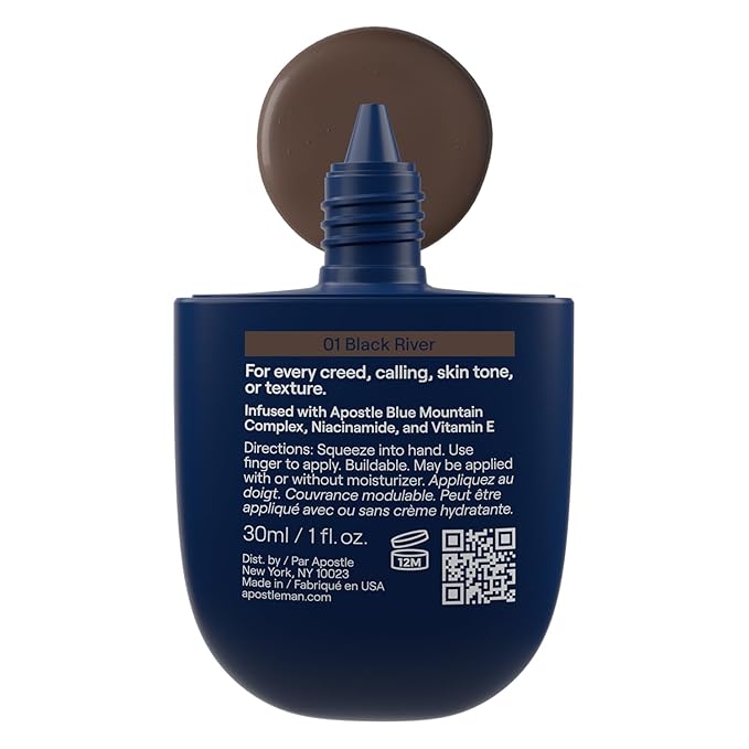 APOSTLE Reclaim Tinted Moisturizer for Men (1 Black River) - Niacinamide, Vitamin E, Squalane, Hyaluronic Acid, Tinted Face Moisturizer For Men. Hydrates, Evens Skin Tone, 1 Fl. Oz.-VivaGrace Women