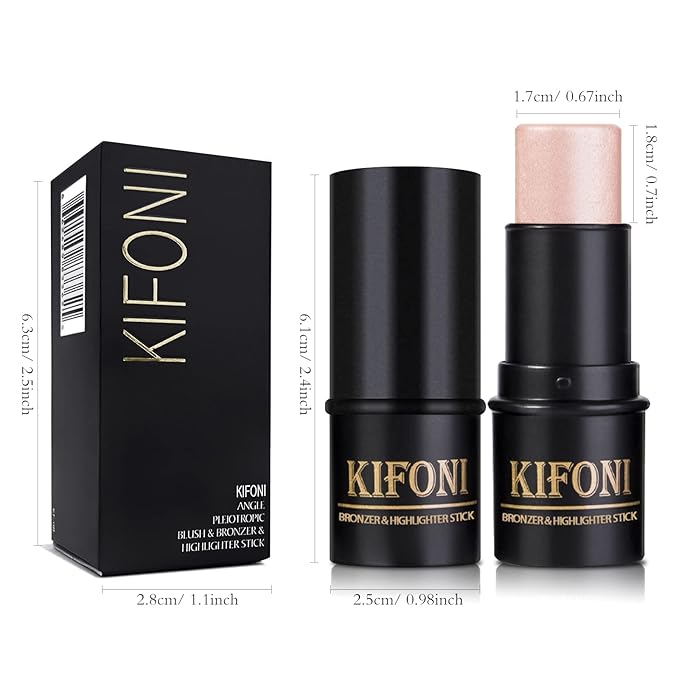 2 Pcs Cream Contour Stick Makeup Kit, Cream Highlighter Stick & Contour Bronzer Stick for Cheeks, Lightweight Blendable Smooth -Highlighter & Bronzer (#04 Light Rose Gold #07 Coffee)-VivaGrace Women