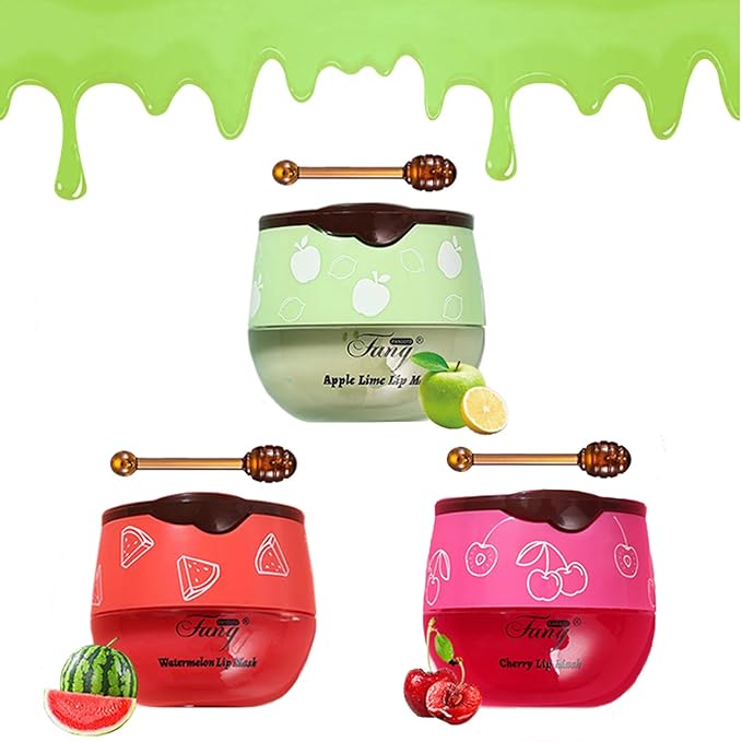 3PCS Bee Lip Balm Honey Pot, Moisturizing Propolis Lip Mask,Hydrating Prevention Dry and Cracked Lip Scrubs Exfoliator,Lip Sleep Mask Reduces Lip Lines Lip Skin Care Products-VivaGrace Women