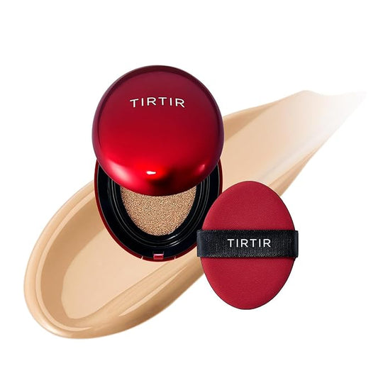 [*Mini Size*] TIRTIR Mask Fit Red Cushion Foundation | Full coverage, Weightless, Skin fit, Satin Glow Finish, Korean Makeup BB Foundation, beauty, Tattoo cover up, Buildable (#27N Camel, 0.15 Fl Oz)-VivaGrace Women