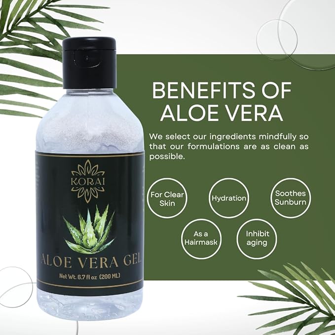 KORAI Aloe Vera Gel from freshly cut 99% Pure Aloe Vera Gel-Natural Ingredients-Vegan, Unscented - For Face, Skin and Hair-VivaGrace Women