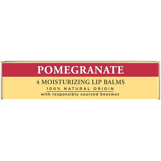 Burt's Bees Lip Balm - Pomegranate, Lip Moisturizer With Responsibly Sourced Beeswax, Tint-Free, Natural Origin Conditioning Lip Treatment, 4 Tubes, 0.15 oz.-VivaGrace Women