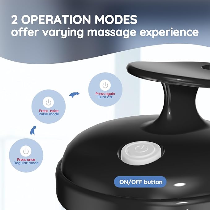 Electric Handheld Hair Massager, Cordless Hair Scalp Massager Portable Head Scratching Massager with 2 Modes Vibration Comb for Hair Growth, Deep Cleansing and Stress Relaxation-VivaGrace Women