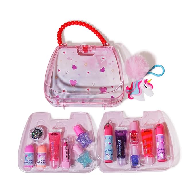 M&U 13Pcs Lip Balm and Nail Polish Gift Set for Kids Age 6-12, Abssorted Favors Moisturizing Lip Care Balm Tubes for Girls and Women, Washable Real Makeup Safe & Non-Toxic-VivaGrace Women