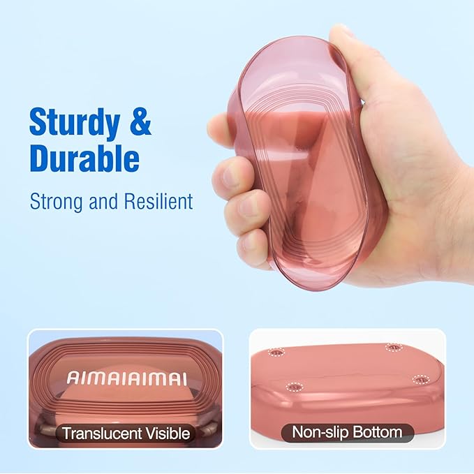 Travel Soap Container, Translucent Visible Soap Box, Travel Soap Holder with Removable Draining Layer, Portable Soap Case for Traveling, Camping, Gym (Red Style A)-VivaGrace Women