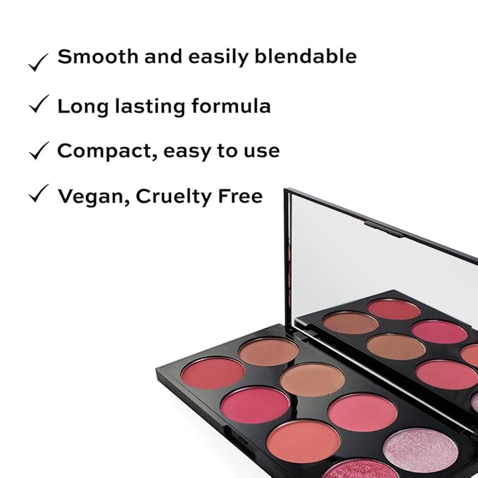 Makeup Revolution Ultra Blush Makeup Palette, Bronzer & Highlighter, Includes 8 Shades, Gluten free, Vegan & Cruelty Free, Sugar & Spice, 13g-VivaGrace Women