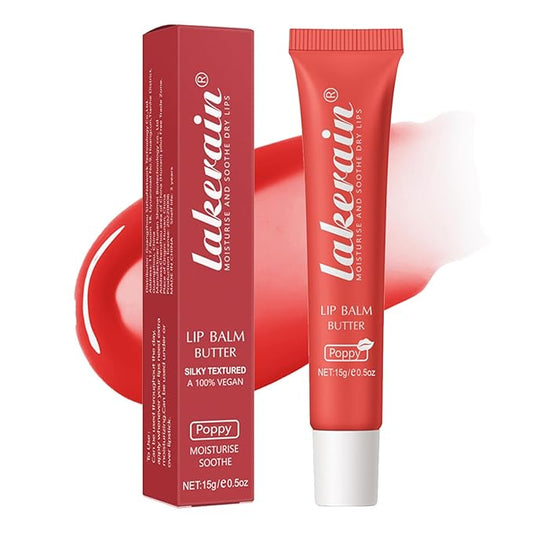 Lip Balm Plumps Hydrating Moisturizing Lip Mask Butter Repair Treatment, #4 Poppy, Glossy Finish, Vegan, Natural Ingredients, 0.5 Fl Oz-VivaGrace Women
