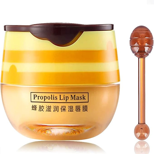 Lip Balm Honey Pot, Propolis Moisturizing Lip Mask Overnight, Hydrating Prevention Dry and Cracked Lip Scrubs Exfoliator Lip Sleeping Mask-VivaGrace Women