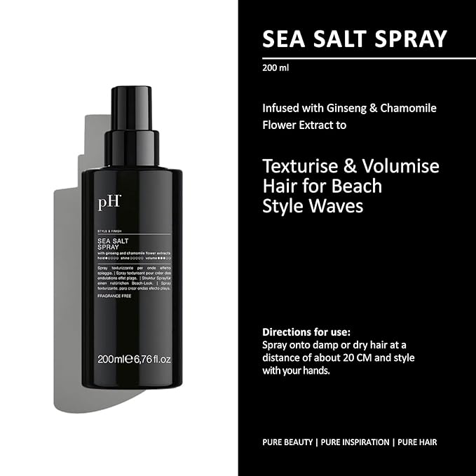 pH PURE HAIR Sea Salt Spray for Beach Waves - Volumizing Hair Spray for All Hair Types - Lightweight Unscented Formula for Textured Wavy Hair - Perfect for Curly, Wavy & Straight Hair - 6.76 Oz-VivaGrace Women