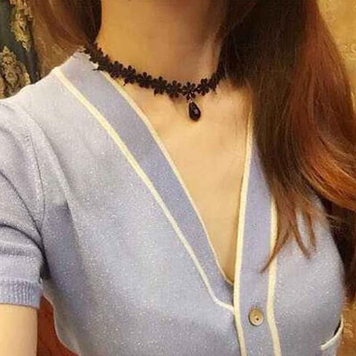 Black Choker Necklace Crystal Necklace Chain Short Collar Necklace Jewelry for Women and Girls-VivaGrace Women