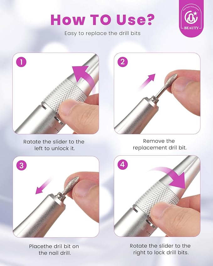 CozyZen Cordless Electric Nail Drill, 45000 RPM Rechargeable Diamond E-File, Portable & Low Noise for Acrylic/Gel Nails, Manicure & Pedicure - Professional & Home Use-VivaGrace Women