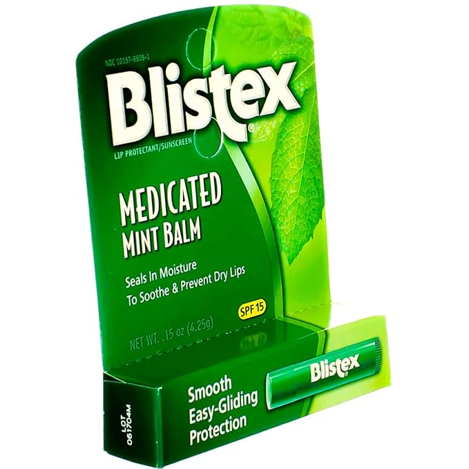 Blistex Medicated Mint Balm SPF 15 0.15 oz (Pack of 12)-VivaGrace Women