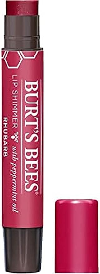 Burt's Bees Shimmer Lip Tint Set, Tinted Lip Balm Stick, Moisturizing for All Day Hydration with Natural Origin Glowy Pigmented Finish & Buildable Color, Rhubarb (4-Pack)-VivaGrace Women