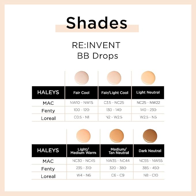HALEYS RE-Invent BB Drops (Dark Neutral) Vegan, Cruelty-Free Tinted BB Moisturizer Foundation with Marula Face Oil - Hydrate Skin with Sheer Coverage for a Natural, Healthy-Looking Complexion-VivaGrace Women