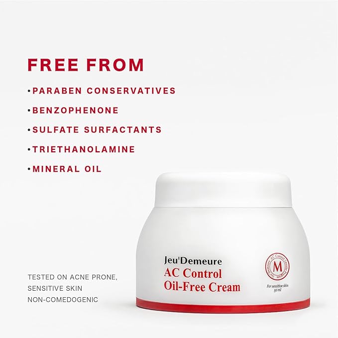 JEU'DEMEURE Korean skin care Acne Control Treatment Oil-Free Cream for Sensitive Skin, Pimple Breakout, Peptide, Calming, Blemish Acne 1.69 fl oz