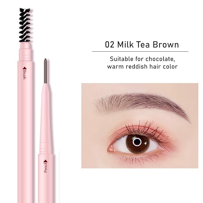 Eyebrow Pencils for Women,1Pack Micro Eyebrow Pencil Waterproof Smudgeproof,Ultra-Precise Tip Long-Lasting Brow Pencils for Natural Looking Eyebrows,Built-In Spoolie Brush,02 Milk Tea Brown.-VivaGrace Women
