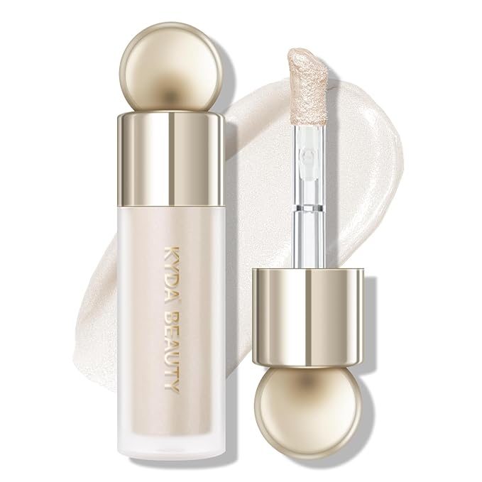 KYDA Liquid Highlighter, Natural Shimmer Tinted, Lasting Glossy Finish, Silky Creamy Lightweight Cover, Radiant Glow Face Enhancing Makeup, Body Liquid Illuminator-Champagne-VivaGrace Women