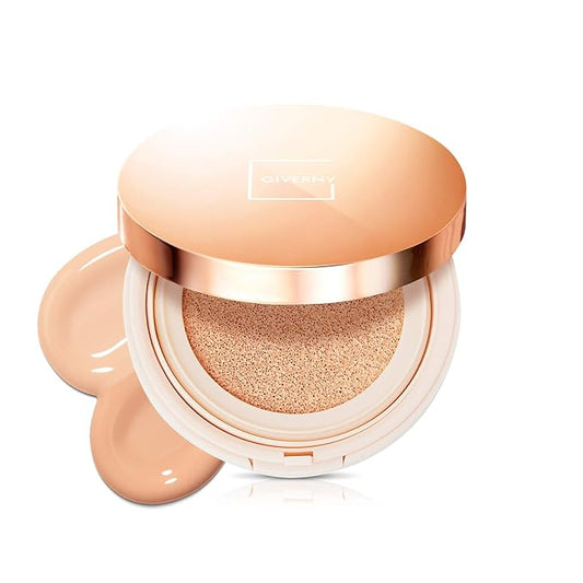 GIVERNY Milchak Cover Foundation Cushion with Refill #23 Medium Beige - Moist Finish for All Skin Types - Flawless Coverage Face Makeup - Lightweight Formula for Satin Glass Texture, 0.4oz x 2-VivaGrace Women