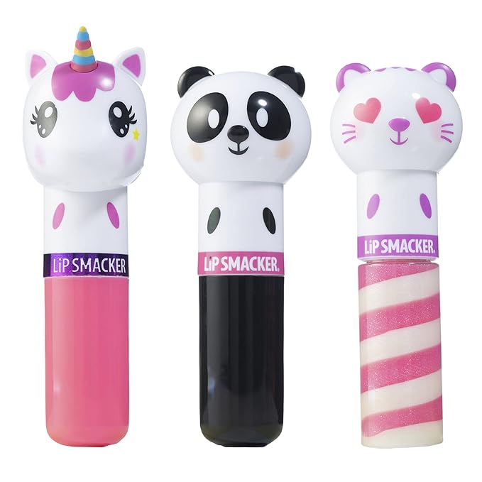 Lip Smacker Lippy Pals, Set of 3 Flavored Moisturizing & Smoothing Soft Shine Lip Balm, Hydrating & Protecting Fun Tasty Flavors ,Cruelty-Free & Vegan - Unicorn, Bunny, Llama-VivaGrace Women