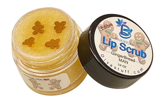 Diva Stuff Ultra Hydrating Lip Scrub for Soft Lips, Gentle Exfoliation, Moisturizer & Conditioner, ¼ oz - Made in the USA (Gingerbread Man)-VivaGrace Women