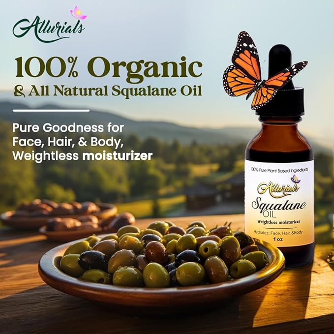 100% Organic & All Natural Plant-Based Squalane Oil for Face, Hair, & Body, Cold Pressed and Unrefined Premium Grade Multipurpose Facial Oil for Moisturize, Smooth, and Soften Skin - 1 Oz-VivaGrace Women