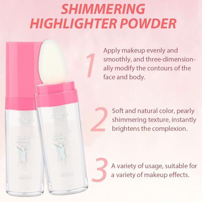 evpct 1Pcs Glitter Highlighter Powder Stick Make up Puff Fairy Stick Peal White Shimmer Glitter Face Body Liquid Highlighter makeup illuminators de maquillaje polvo traslucido maquillaje para mujer 01-VivaGrace Women